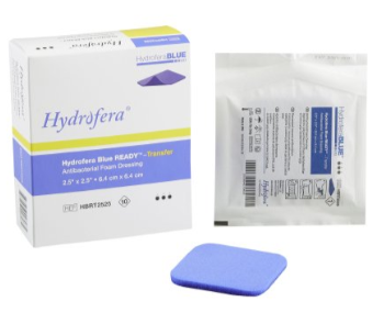 Antibacterial Foam Dressing Hydrofera BLUE READY-Transfer 2.5 X 2.5 Inch Without Border Without Film Backing Non-adhesive Sterile